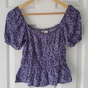 NWT SO Josie Lavender off the shoulder floral top size XS